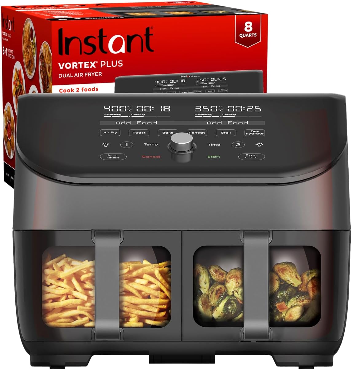 Instant Pot Vortex Plus XL 8QT Air Fryer - Custom Programming, 8-in-1 Functions