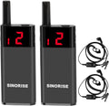 Mini Walkie Talkies 2 Pack - Ultra-Light Rechargeable with Earpiece