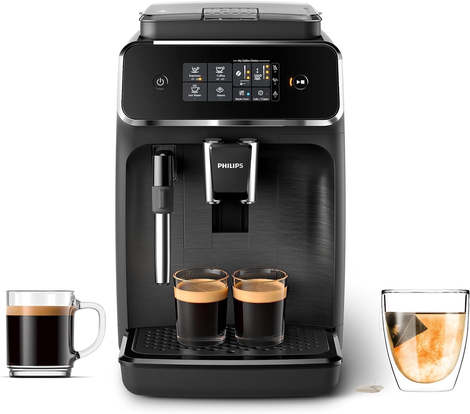 Philips 2200 Espresso Machine: 2 Coffees, Milk Frother, Touch Display
