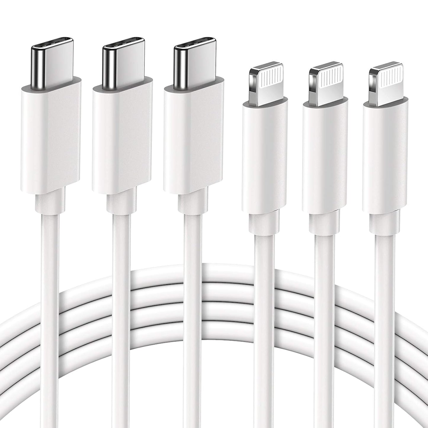 Fast Charge 3 Pack 6FT MFi Lightning Cables by Quntis