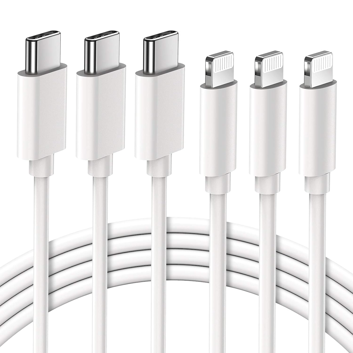 Fast Charge 3 Pack 6FT MFi Lightning Cables by Quntis