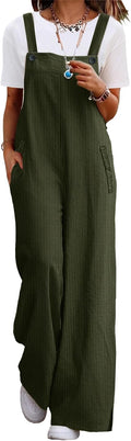 Corduroy Overalls Women's Wide Leg Jumpsuit - Casual Adjustable Fit