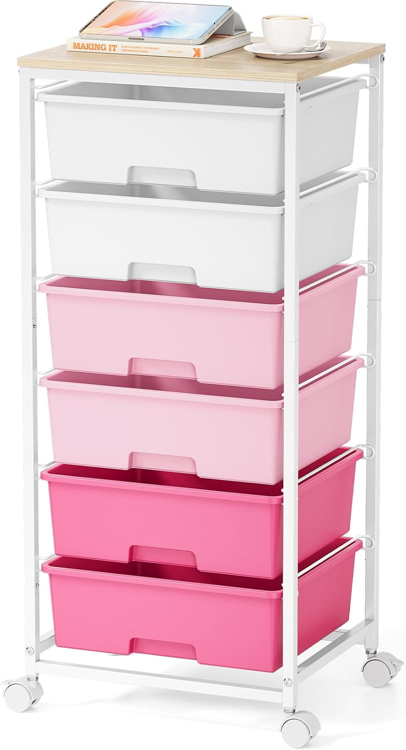 Rolling Storage Cart with 6 Drawers for Home and Office Use