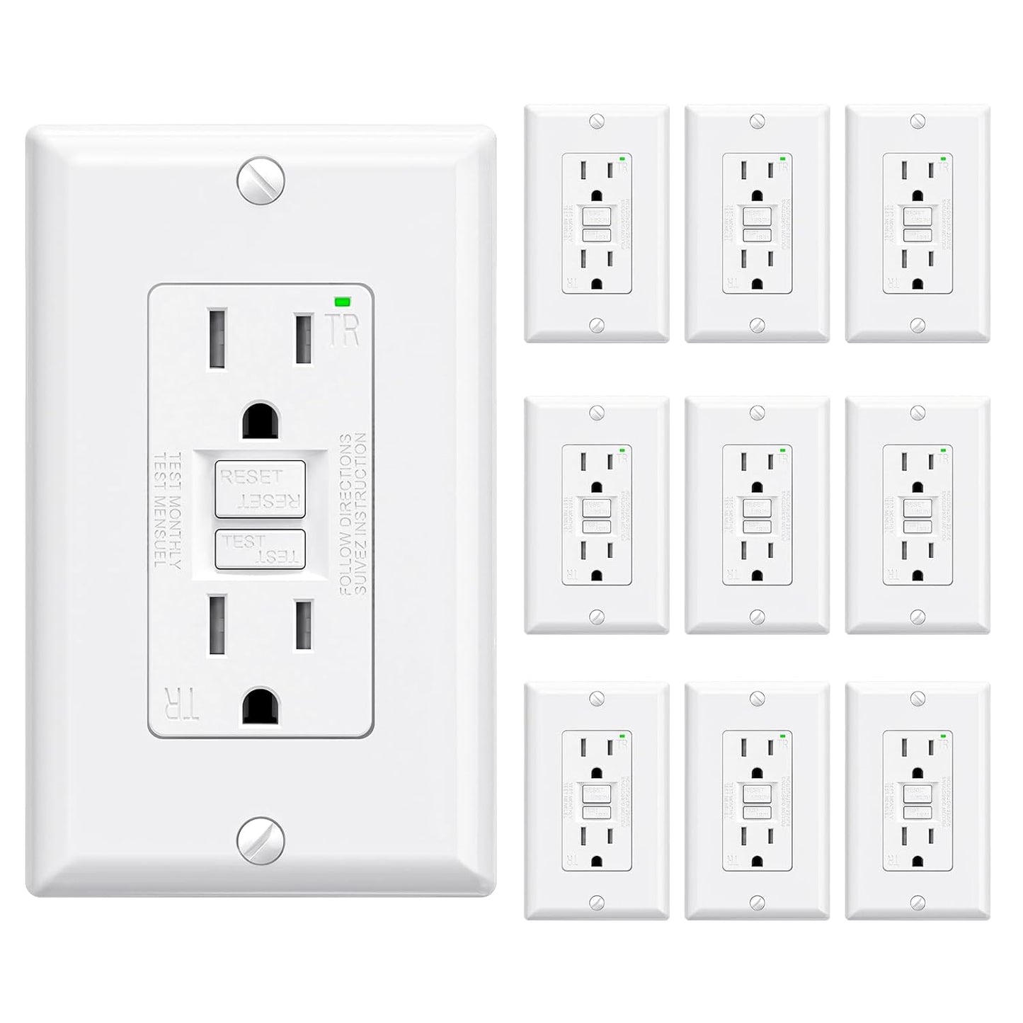 ELEGRP GFCI Outlet 15 Amp with Self-Test and Tamper Resistance