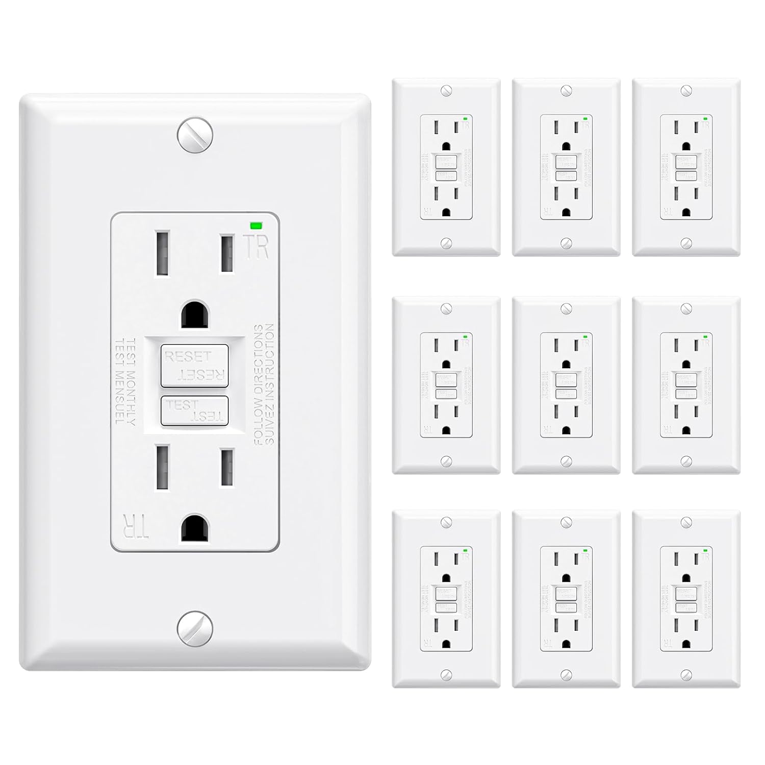 ELEGRP GFCI Outlet 15 Amp with Self-Test and Tamper Resistance