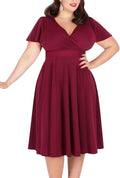 Nemidor Plus Size Midi Dress for Curvy Women - Flattering V-Neck Fit