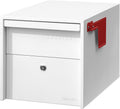 Lockable Post Mount Mailbox White Small 12 x 12 x 18.5 in - Anti-Theft