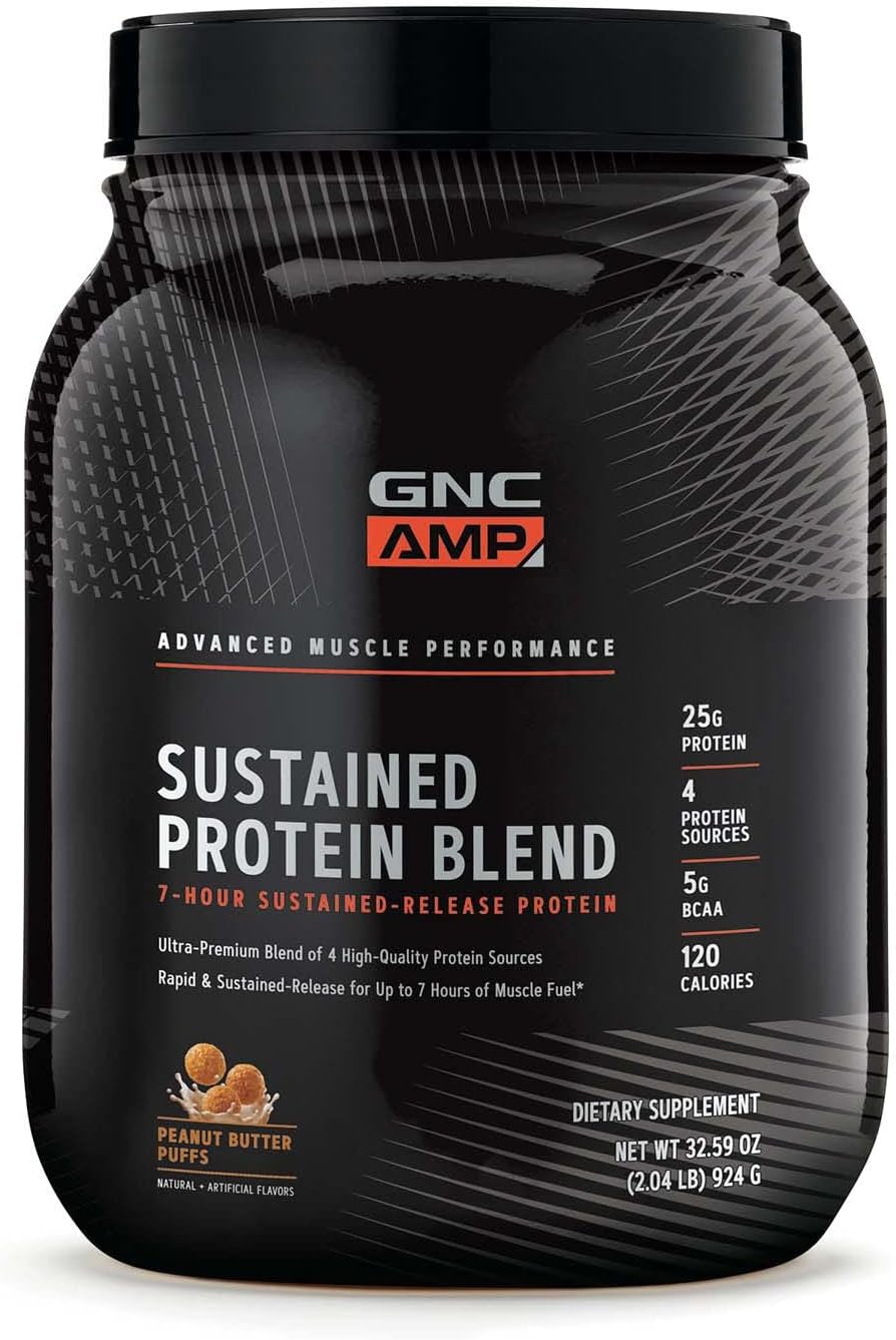 GNC AMP Sustained Protein Blend - Peanut Butter Puffs Review