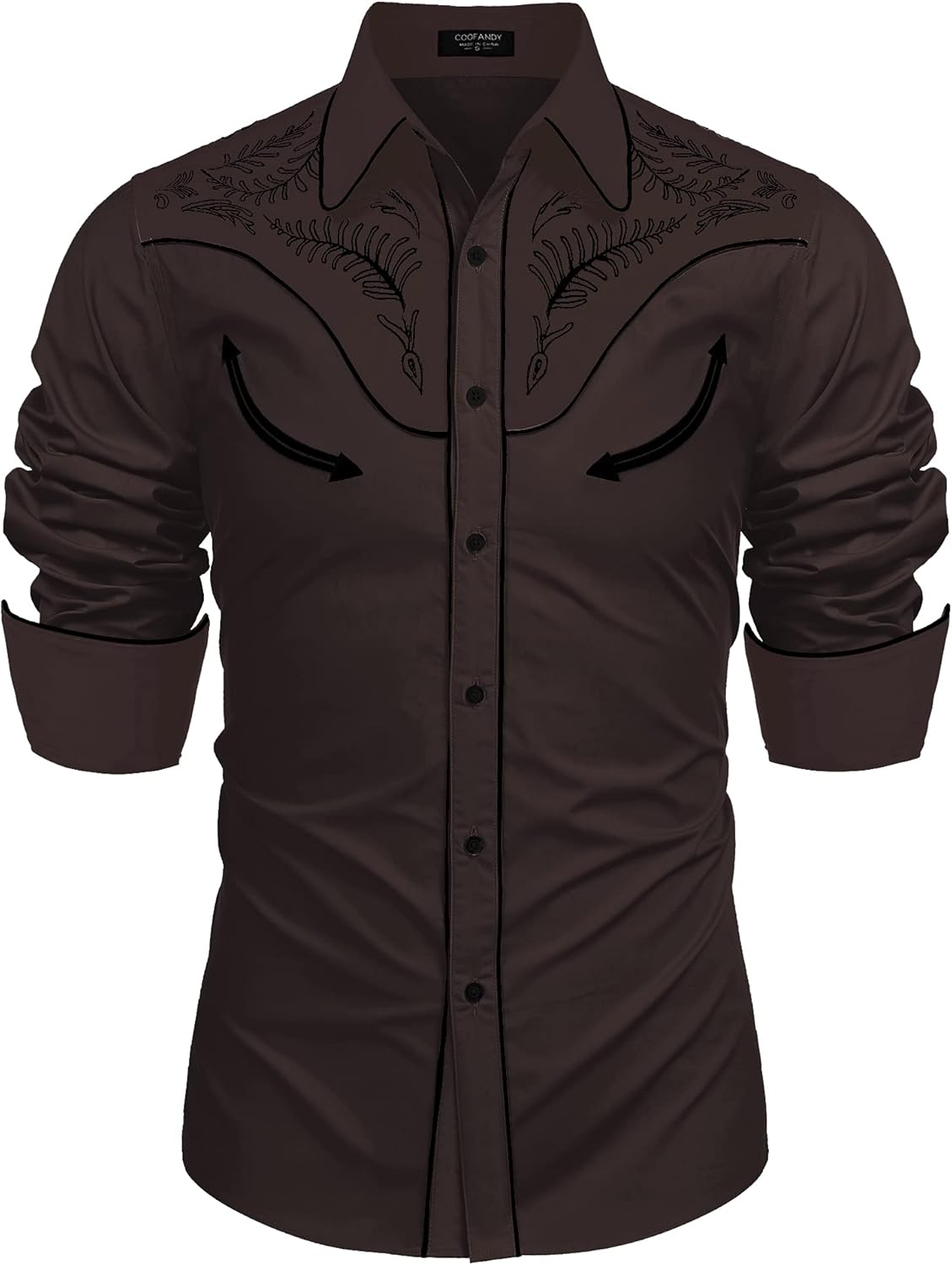 COOFANDY Men's Western Cowboy Shirt with Embroidery Design