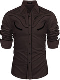 COOFANDY Men's Western Cowboy Shirt Embroidered Button Down Long