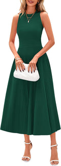 PRETTYGARDEN Spring Casual Dresses for Women 2025 Midi Sleeveless