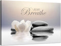 Zen Stone Canvas Wall Art Just Breathe Yoga Quotes Poster
