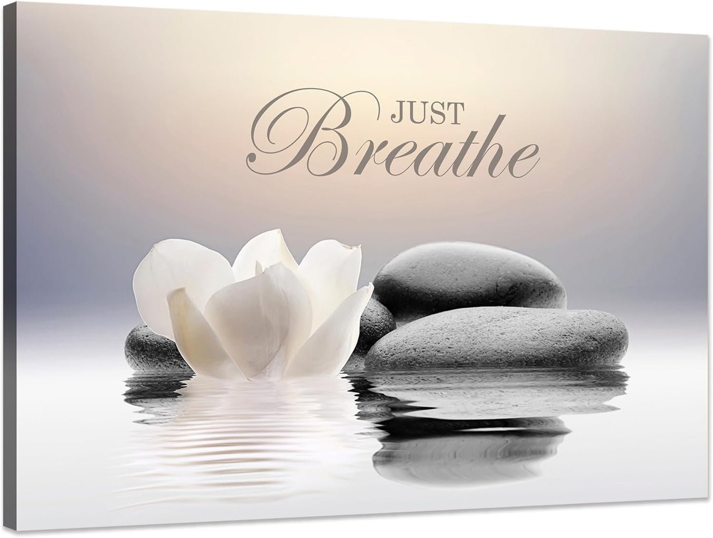 Zen Stone Canvas Wall Art Just Breathe Yoga Quotes Poster