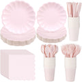 Light Pink Scalloped Paper Party Set for 50 Guests - Easy Cleanup