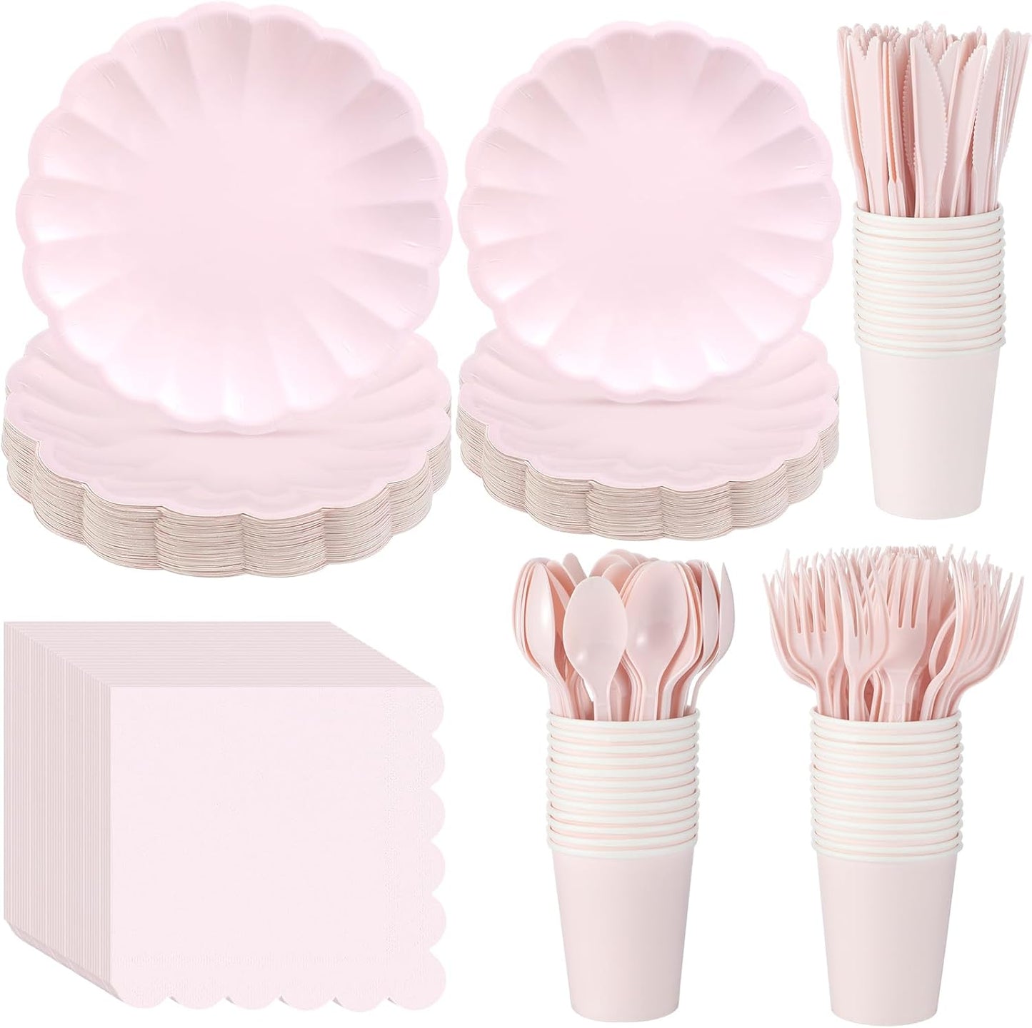 Light Pink Scalloped Paper Plates for Elegant Party Supplies