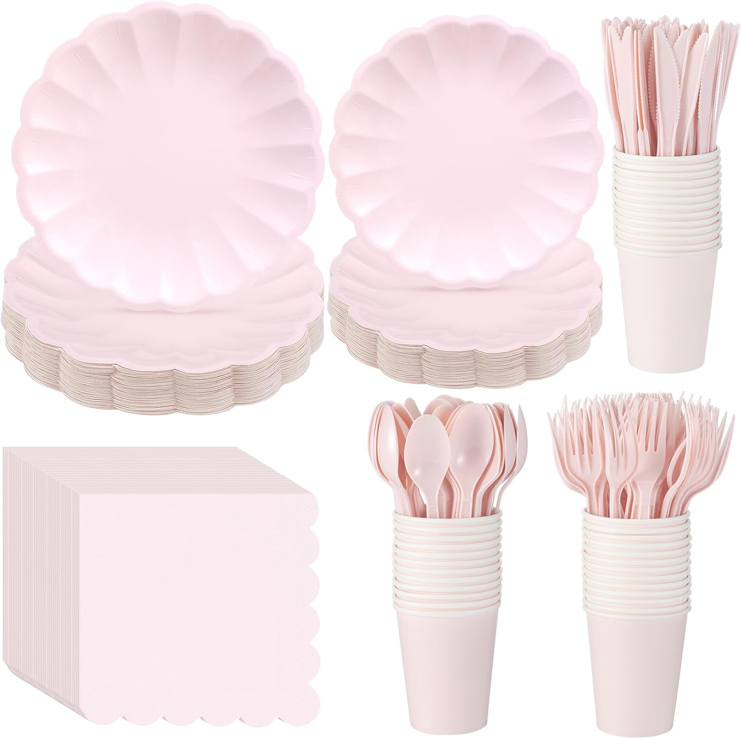 Light Pink Scalloped Paper Plates for Elegant Party Supplies