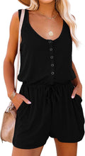 Mafulus Women's Summer Scoop Neck Button-Up Jumpsuit for Casual Style