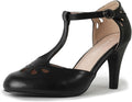 Womens Vintage Cutout Mary Janes - Low Kitten Heels for Office