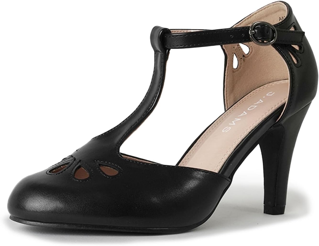 Vintage Mary Jane Low Kitten Heels with Unique Cutout Design