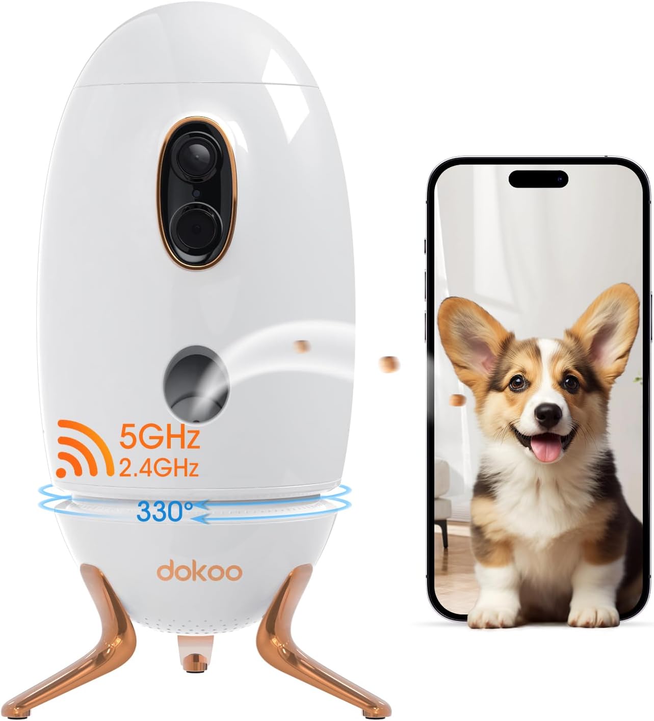 2K HD Dog Camera with Treat Dispenser & Night Vision