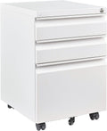 3 Drawer File Cabinet with Wheels - Under Desk Locking File Cabinet