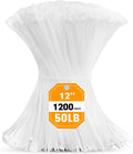Zip Ties 12 in 1200pcs Cable Zip Ties - Heavy Duty 50lb Strength