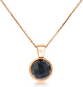 Real Gemstone 8mm Bezel Pendant Chain Necklace - Citrine Rose Gold