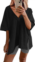Ekouaer Womens 2-Piece Oversized V-Neck Lounge Set S-XXL - Reversible