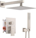 EMBATHER 12in Shower Faucet Set - Brushed Nickel Rain Mixer