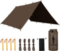 Taupe 10x10.5ft Waterproof Camping Tarp - Durable Backpacking Shelter