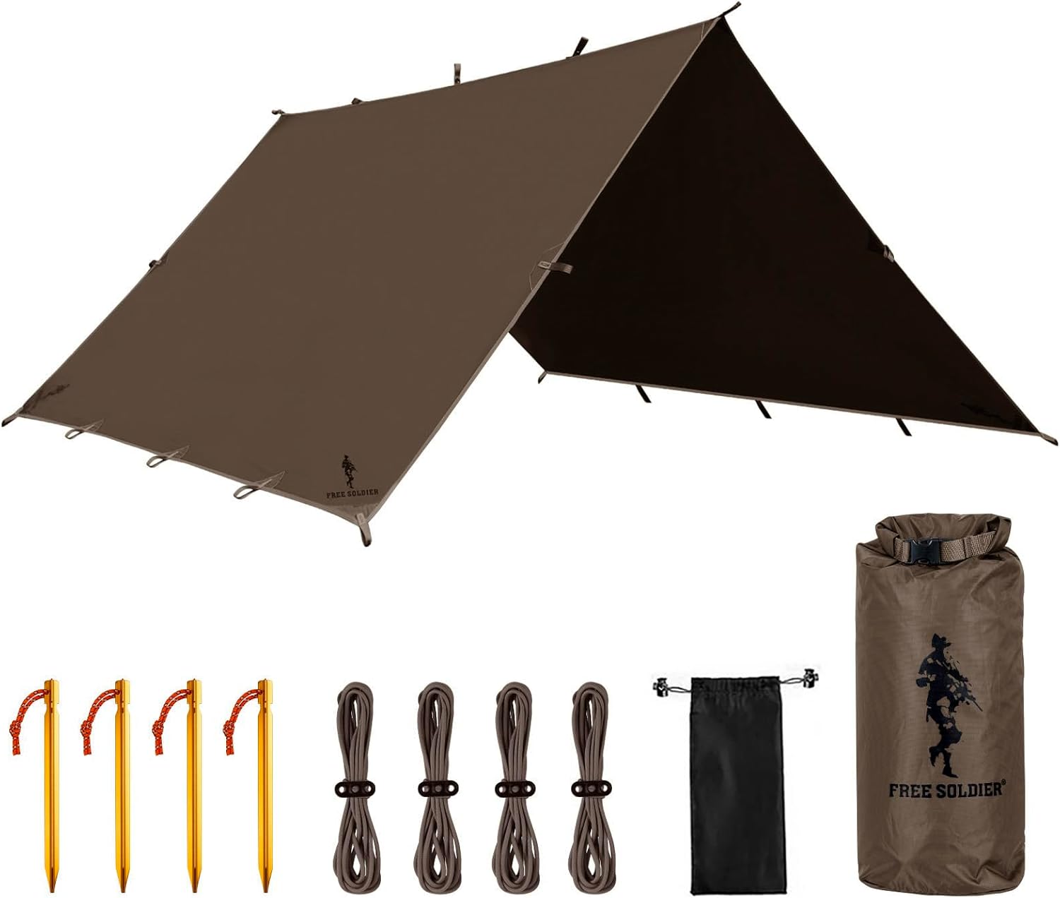 FREE SOLDIER Camping Tarp Waterproof Portable Multifunctional Shelter