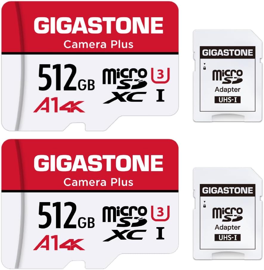 GIGASTONE 512GB Micro SD Card 2-Pack for 4K Video Recording