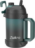 Zukro 1 Gallon Water Jug - Insulated Metal Jug with Straw