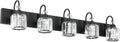 Modern Crystal Black 5-Light Bathroom Vanity Light - Matte Black