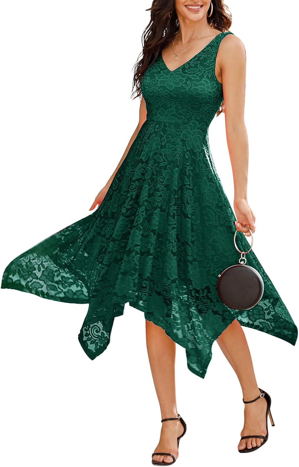 Meetjen Women's Lace Cocktail Party Dress for Weddings & Prom