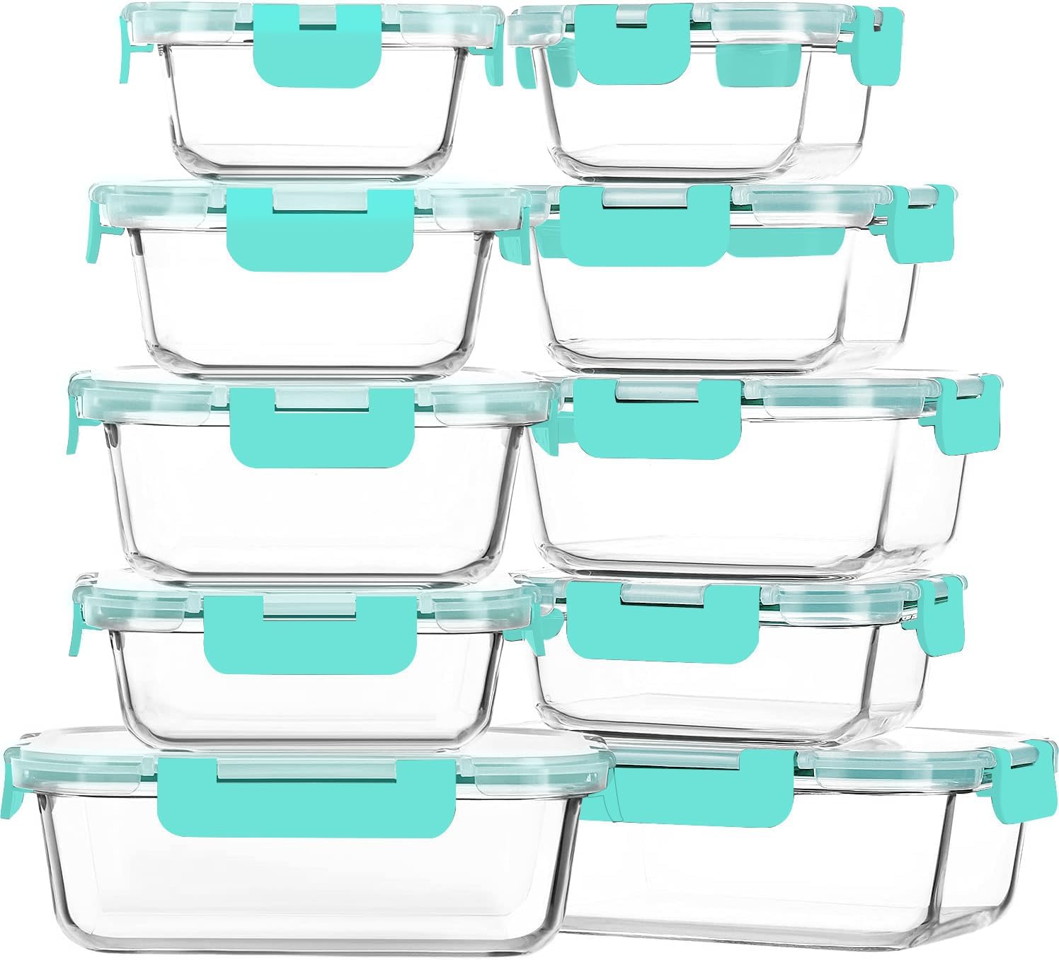 10-Pack Glass Food Storage Containers with Airtight Lids