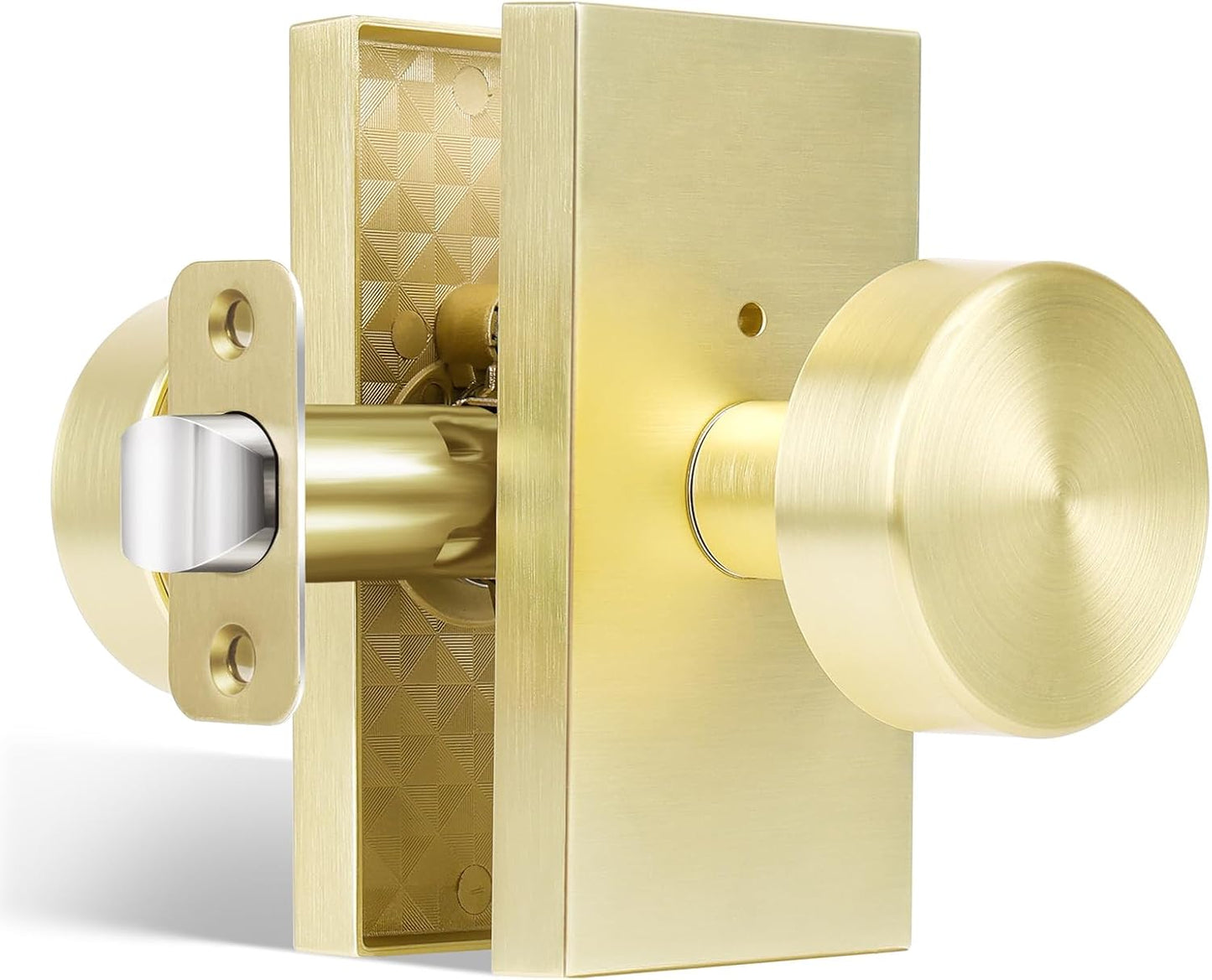 Privacy Gold Door Knob Interior with Lock for Bedroom Bathroom