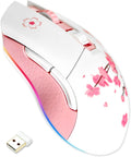 DAREU Sakura Pink Wireless Wired Gaming Mouse - Dual Mode, RGB