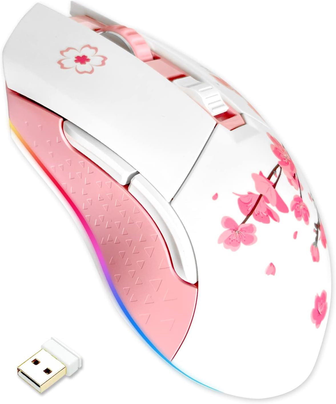 DAREU Sakura Pink Wireless Gaming Mouse with RGB Lighting