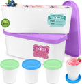 Walfos Purple Ice Cream Containers - Airtight Sealing, Reusable & Stackable
