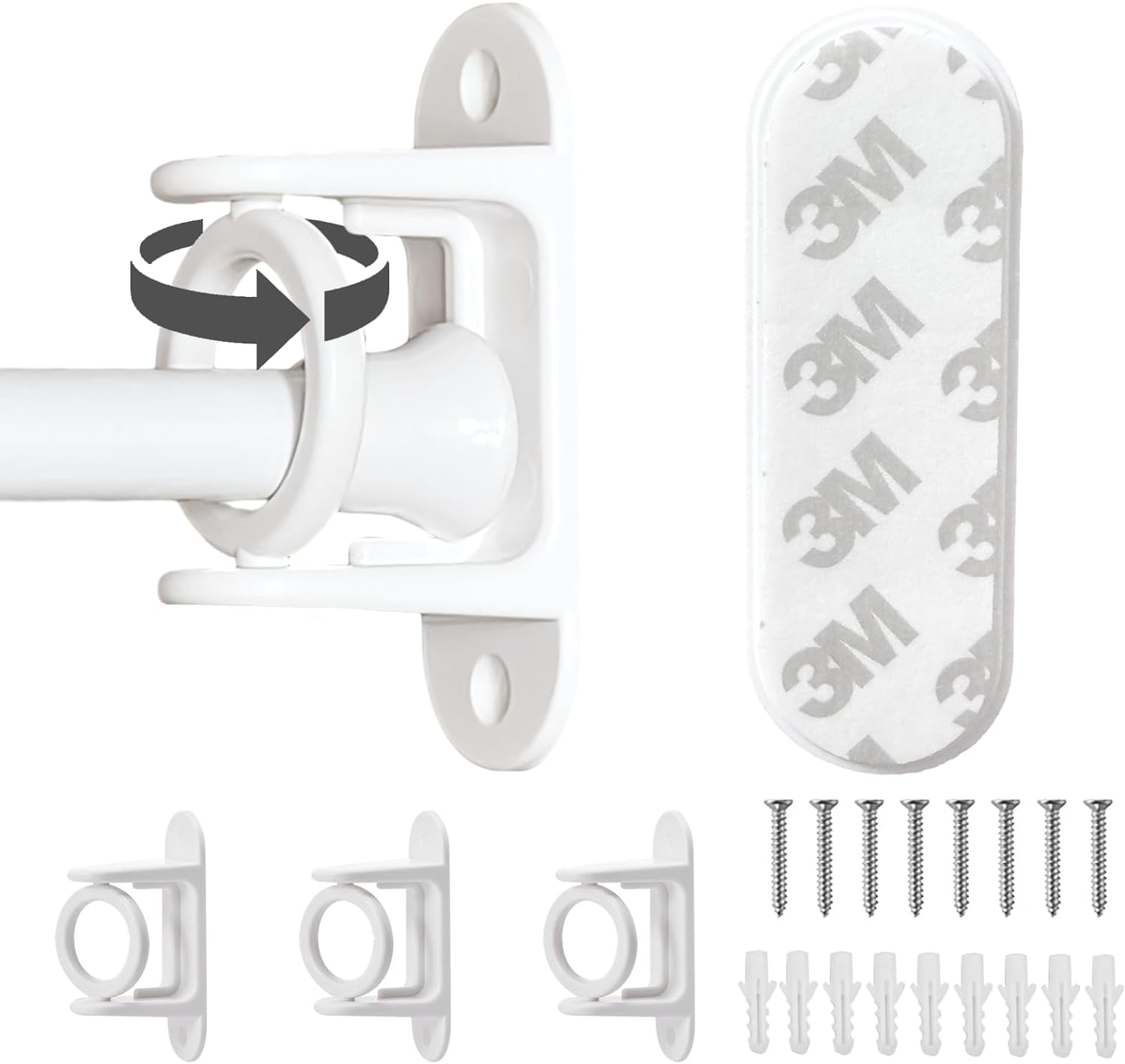 Self-Adhesive Rotatable Curtain Rod Holders - Easy Corner Installation!