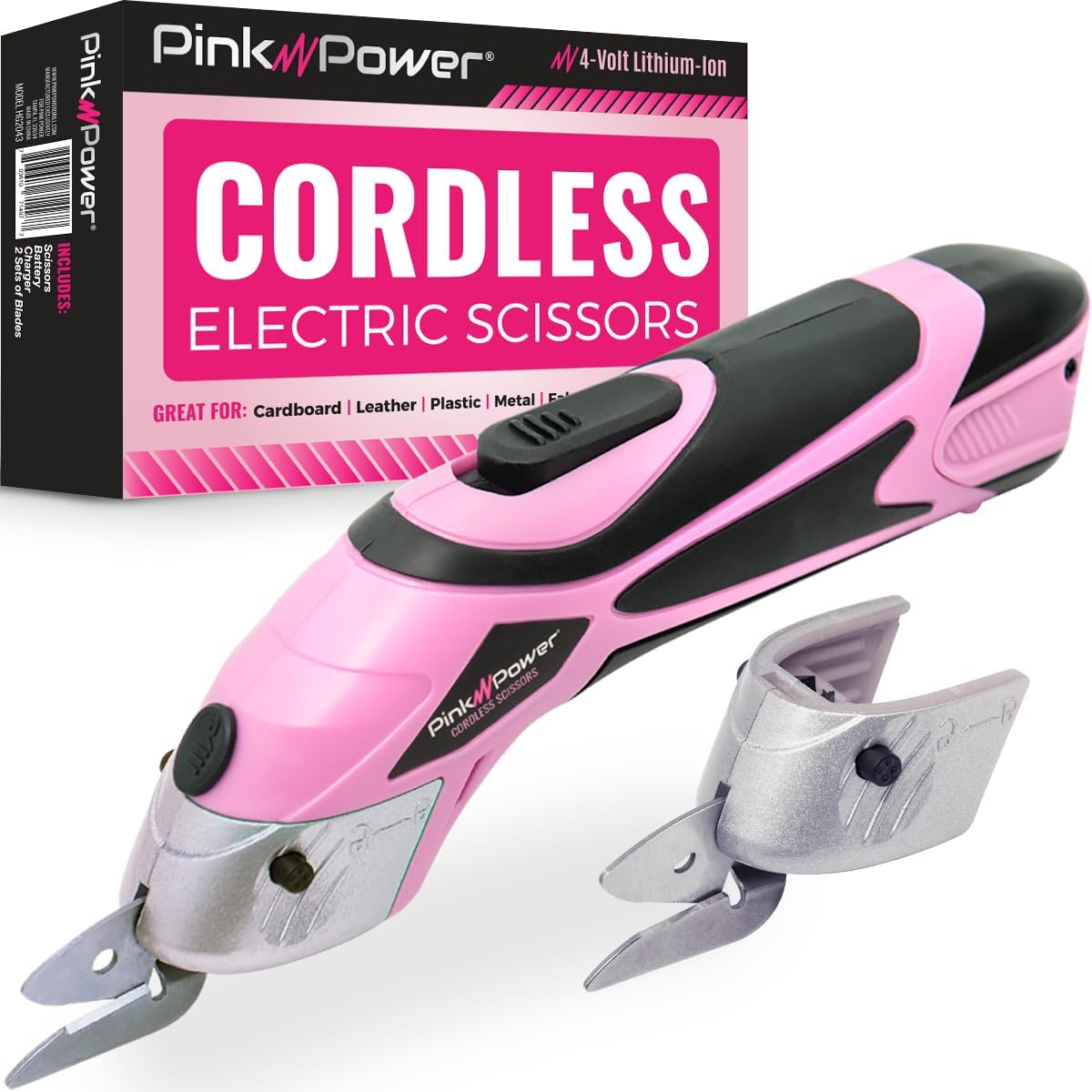 Pink Power Cordless Electric Scissors for Crafts and Sewing