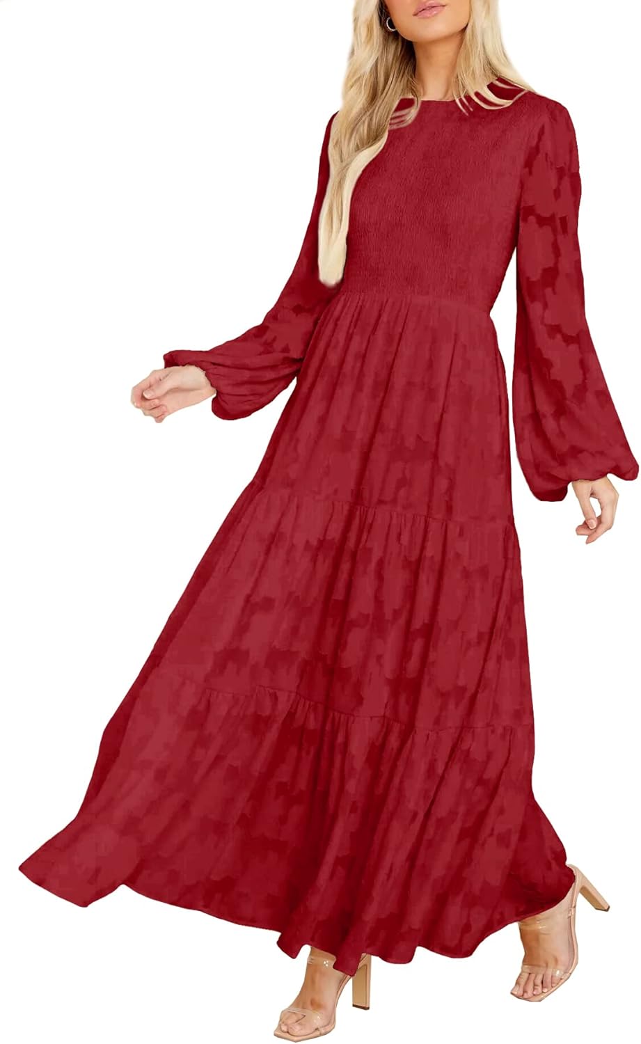 Elegant Floral Long Sleeve Maxi Dress with Pockets for Women