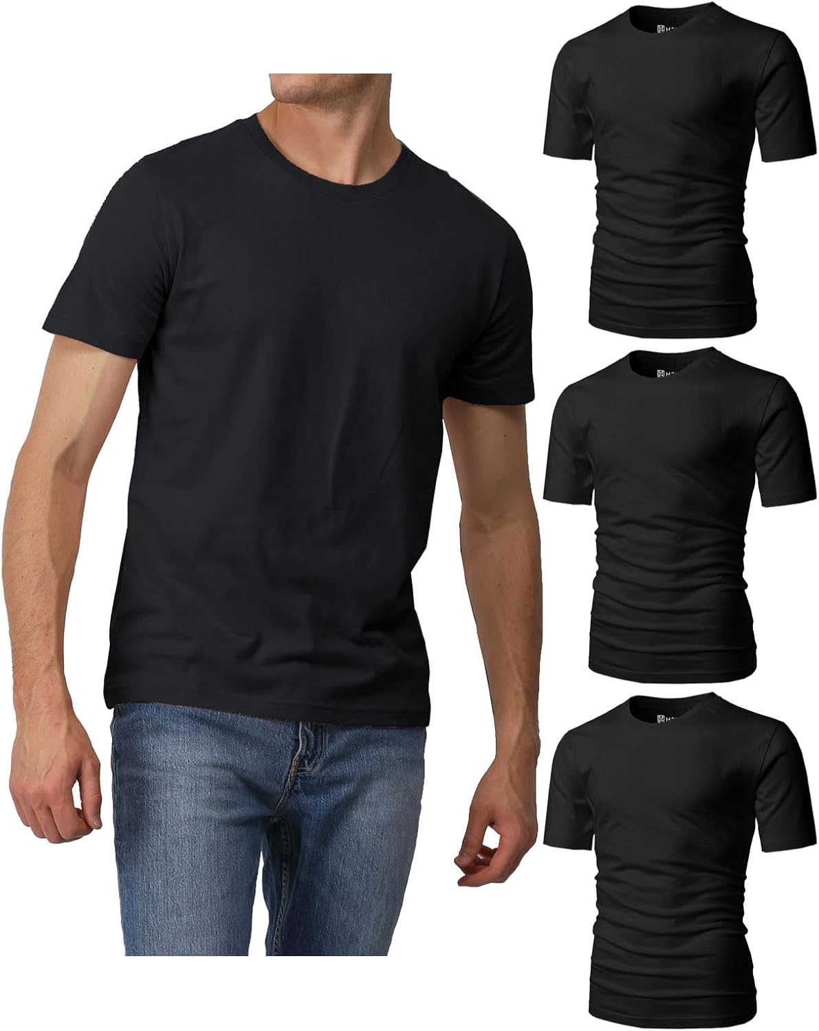 H2H Mens Casual Slim Fit Short Sleeve T-Shirts for Everyday Wear