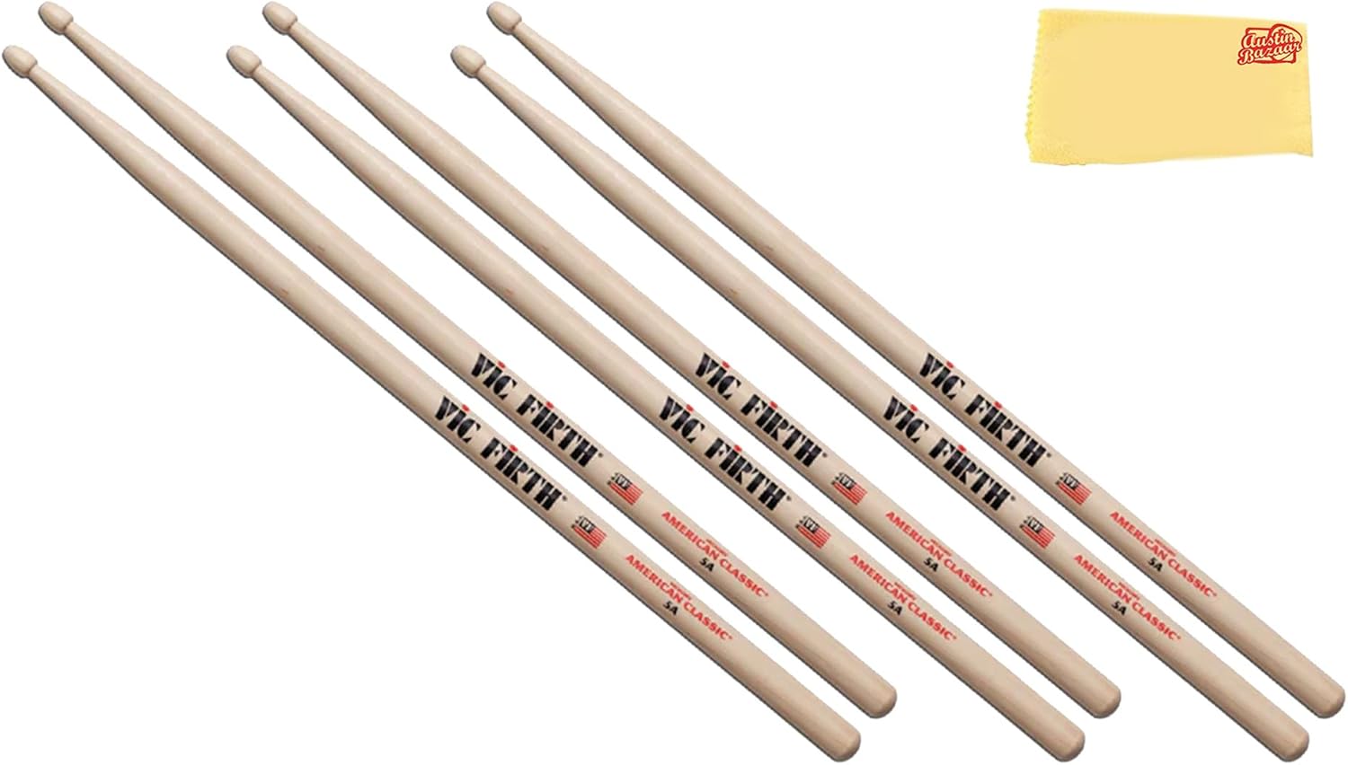 Vic Firth American Classic 5A Wood-Tipped Drumsticks 3 Pack