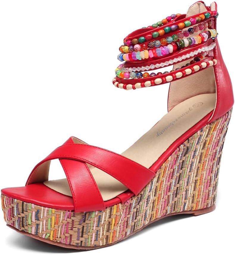 Getmorebeauty Women's Wedge Sandals With Pearls for Style