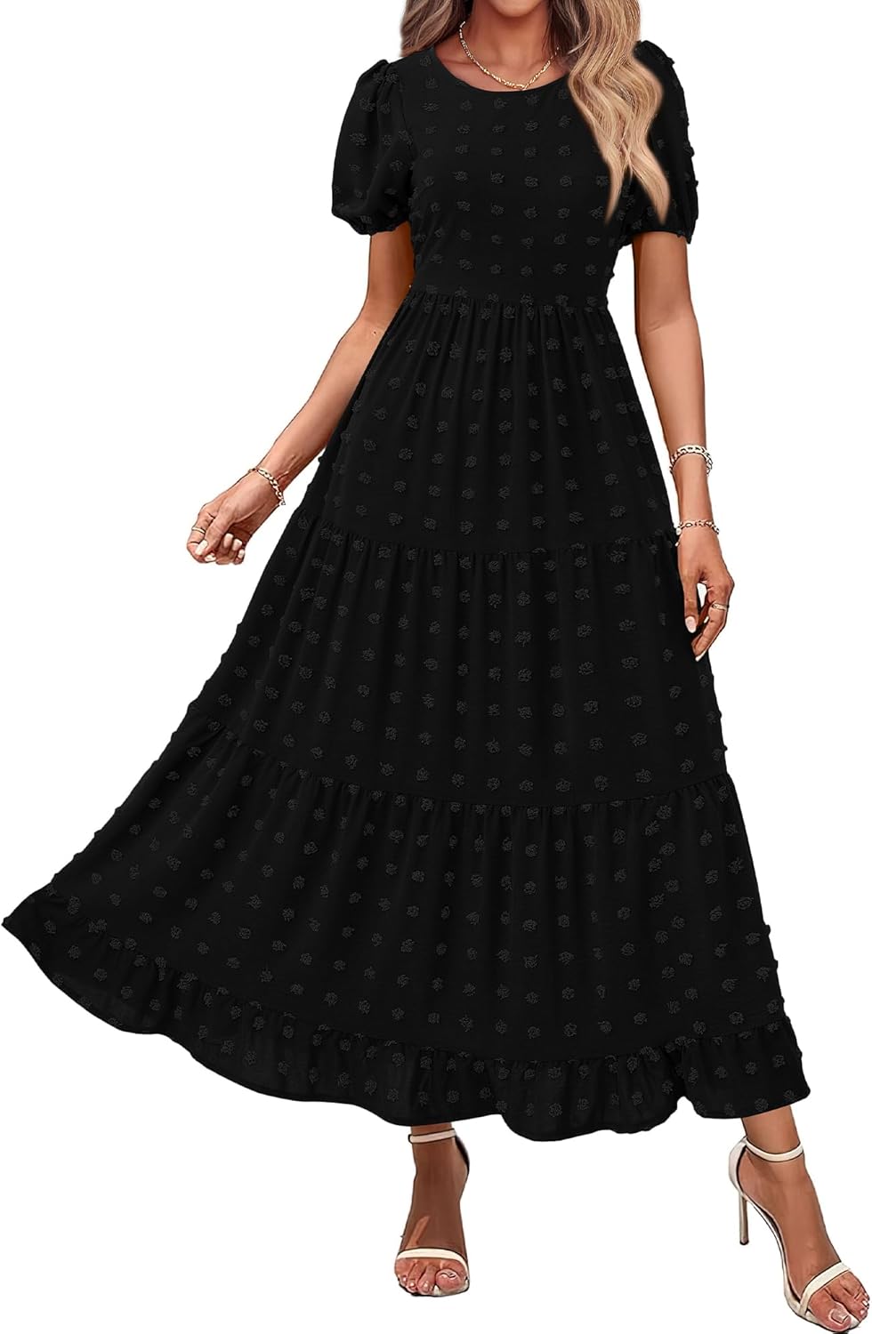 BTFBM Women Summer Boho Maxi Dress with Ruffle and Pocket