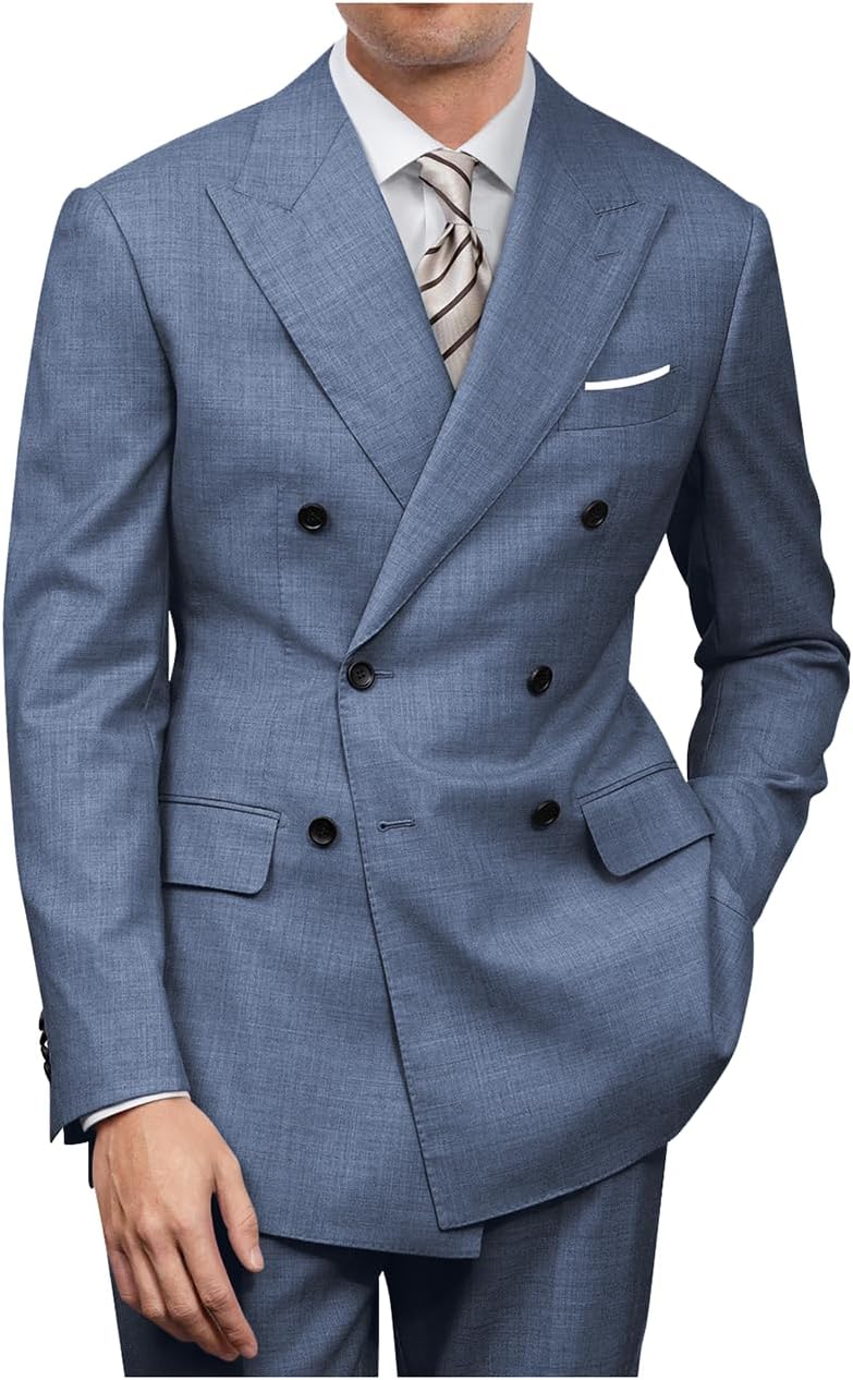 Mens Double Breasted Suit Slim Fit for Weddings and Prom Events