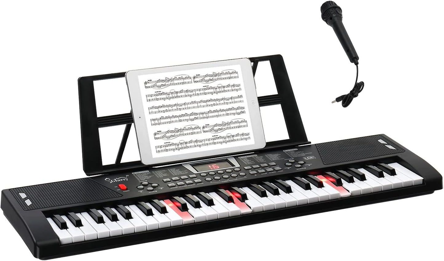 GLARRY 54 Lighted Keys Electric Keyboard Piano for Beginners