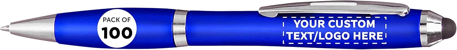 Custom Plastic Stylus Pens Set of 100 for Office and Events